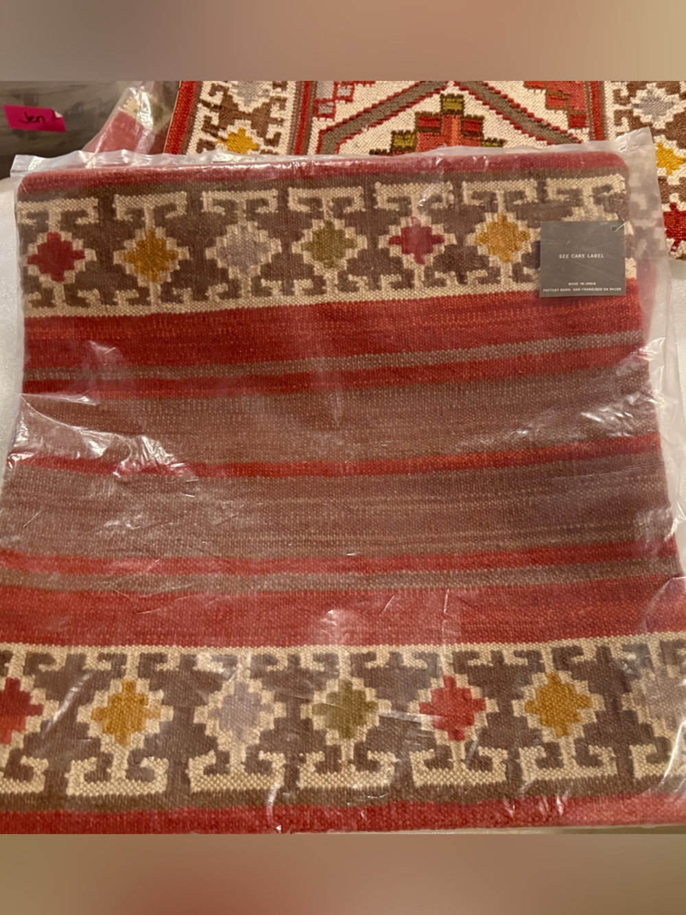 Super Rare! NEW Pottery Barn Mahal, Nanda, Asha, & Baha Tribal Kilim set, Red - Picture 5 of 15